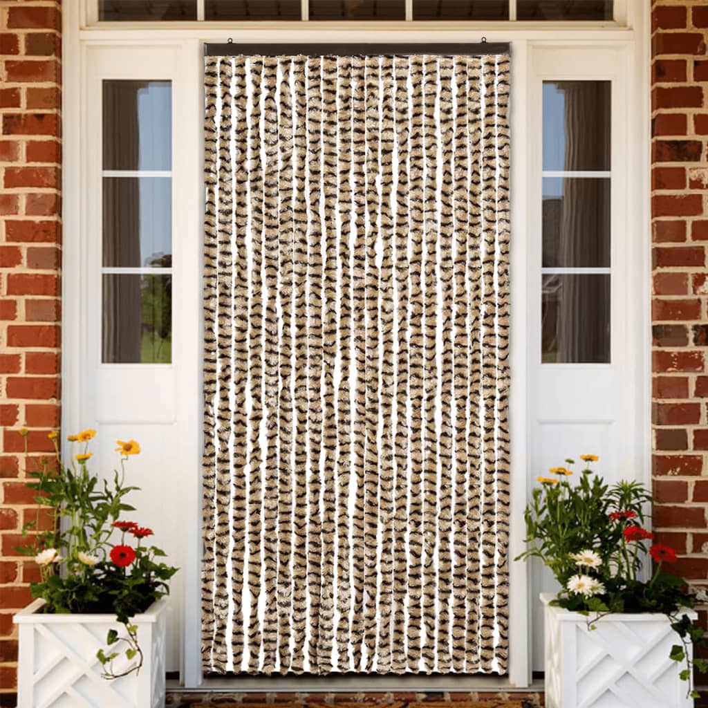 Vidaxl Fly Vorhang 90x220 cm Chenille Beige und Brown