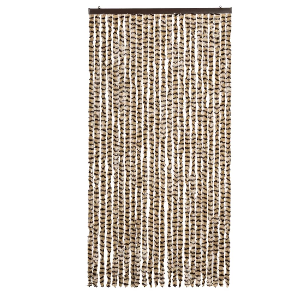 Vidaxl Fly Vorhang 100x220 cm Chenille Beige und Braun