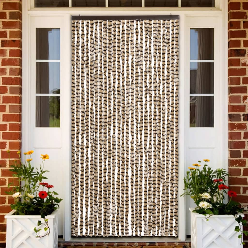 Vidaxl Fly Vorhang 100x220 cm Chenille Beige und Braun