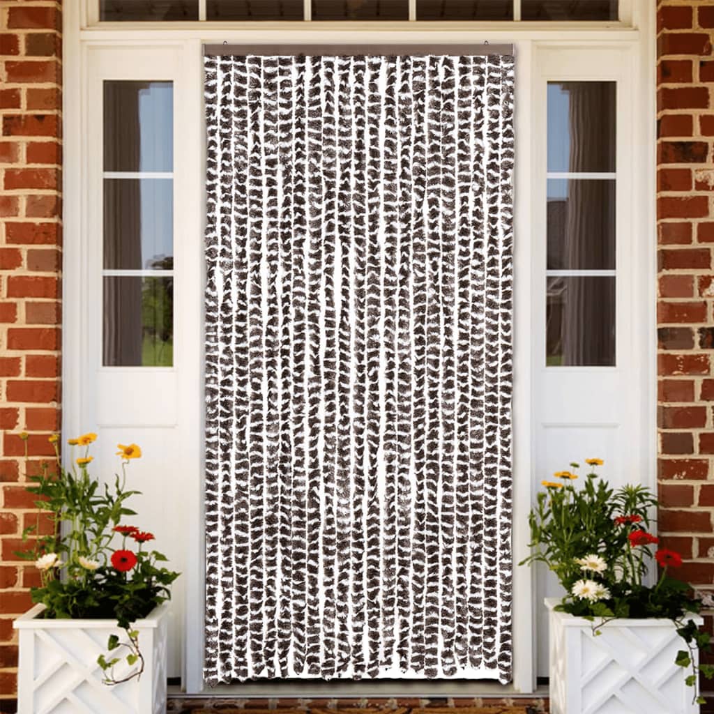 Vidaxl Fly Vorhang 90x220 cm Chenille Brown und Weiß