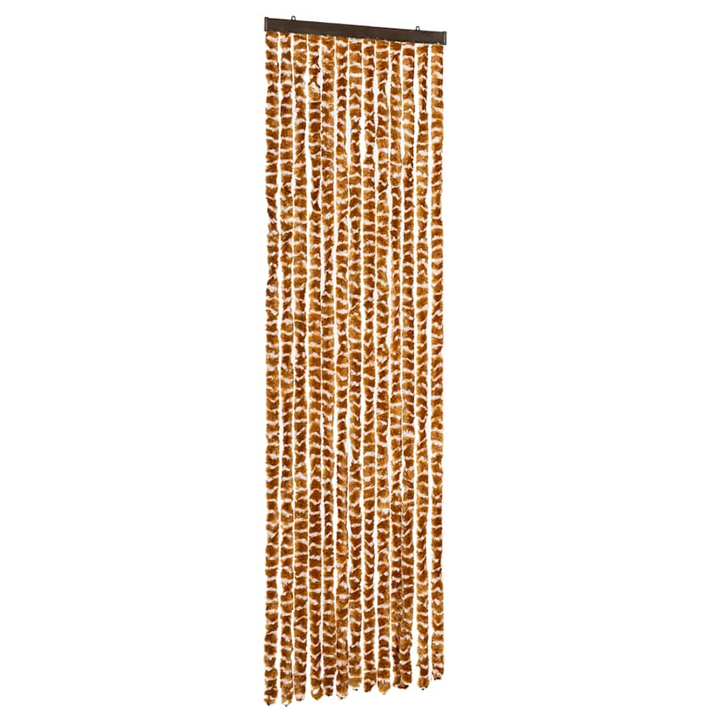Vidaxl Fly Vorhang 56x185 cm Chenille Ocker und Weiß
