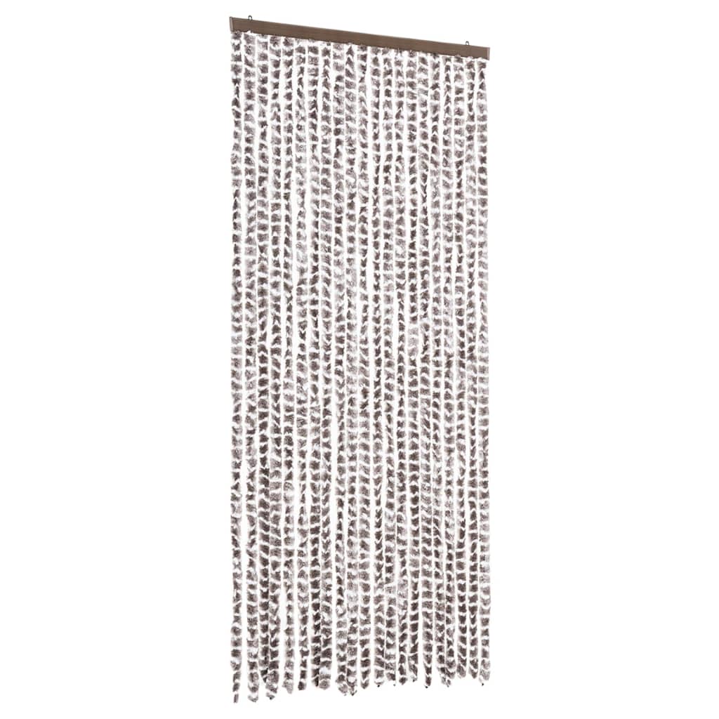 Vidaxl Fly Vorhang 90x220 cm Chenille Taupe und Weiß