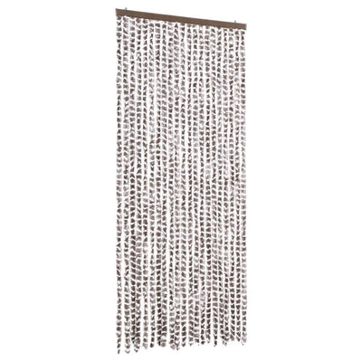 Vidaxl Fly Vorhang 90x220 cm Chenille Taupe und Weiß