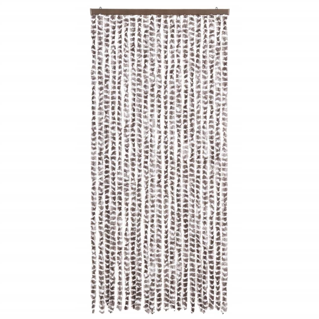 Vidaxl Fly Vorhang 90x220 cm Chenille Taupe und Weiß