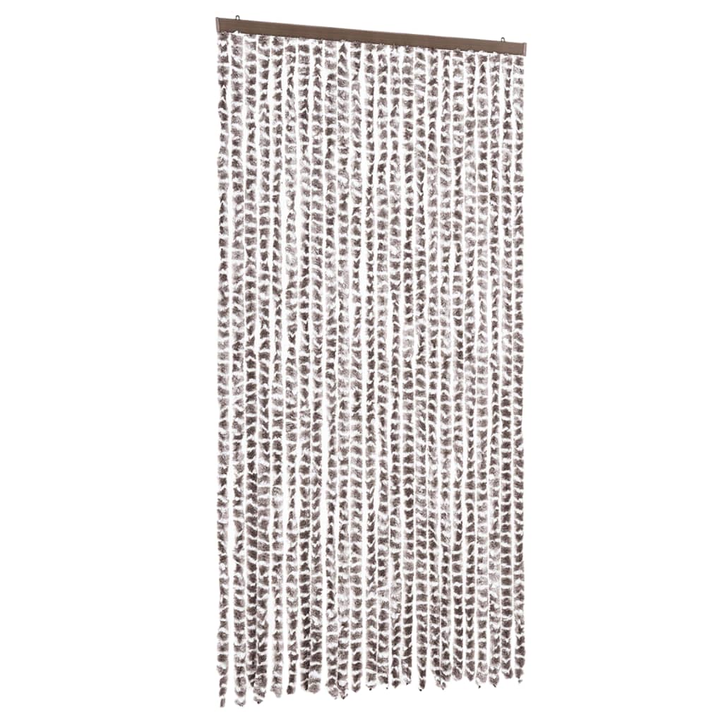 Vidaxl Fly Vorhang 100x220 cm Chenille Taupe und Weiß