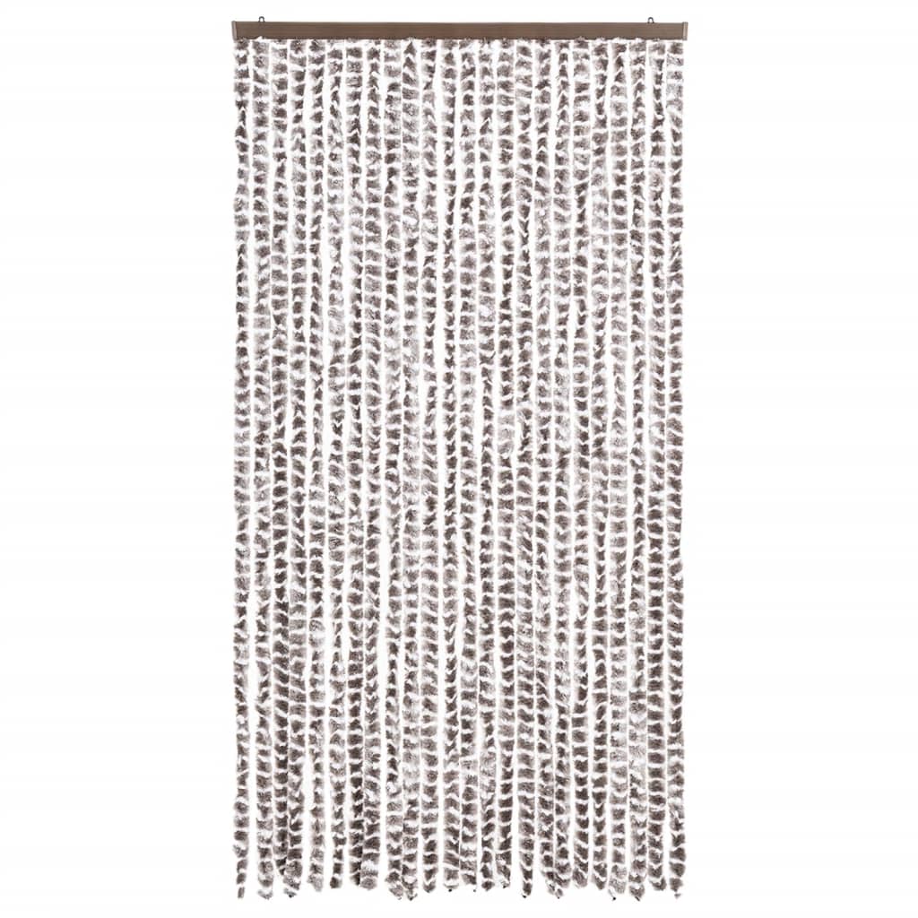 Vidaxl Fly Vorhang 100x220 cm Chenille Taupe und Weiß
