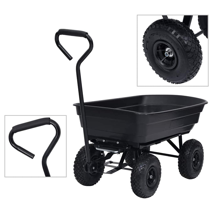 Vidaxxl Gartenkipper 300 kg 75 l schwarz