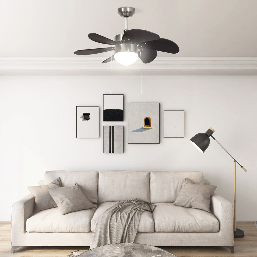 Vidaxl Deckenventilator mit Lampe 76 cm dunkelbraun