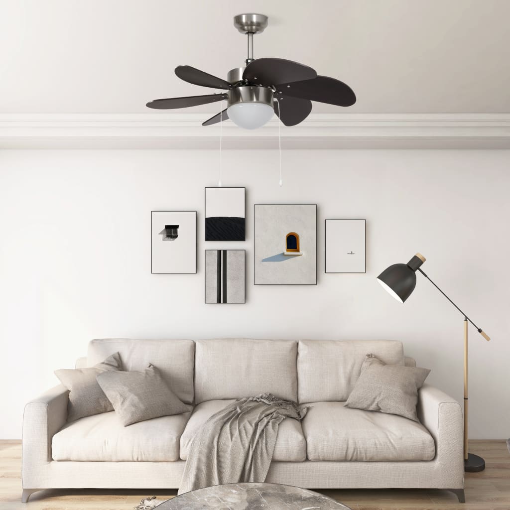 Vidaxl Deckenventilator mit Lampe 76 cm dunkelbraun