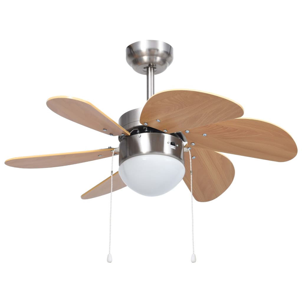 Vidaxl Deckenventilator mit Lampe 76 cm hellbraun
