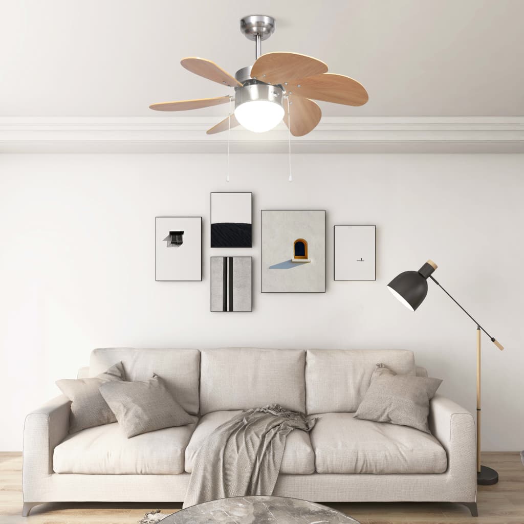 Vidaxl Deckenventilator mit Lampe 76 cm hellbraun