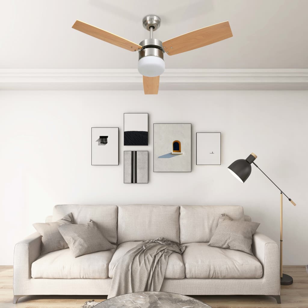Vidaxl Deckenventilator mit Lampenfernbedienung 108 cm hellbraun