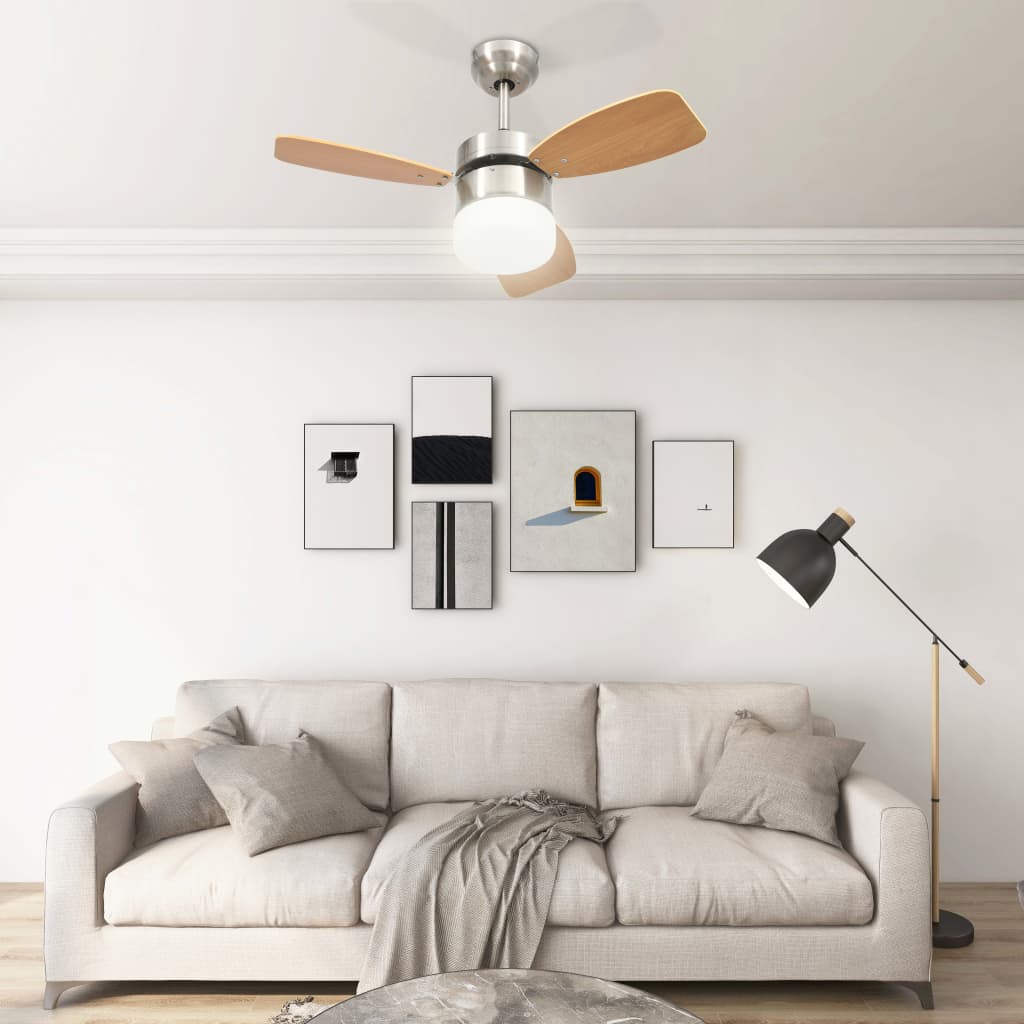 Vidaxl Deckenventilator mit Lampenfernbedienung 76 cm hellbraun