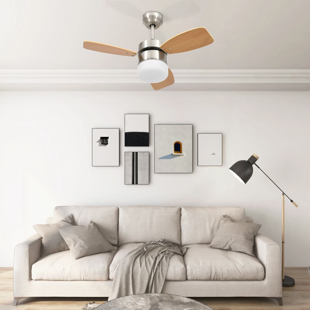 Vidaxl Deckenventilator mit Lampenfernbedienung 76 cm hellbraun