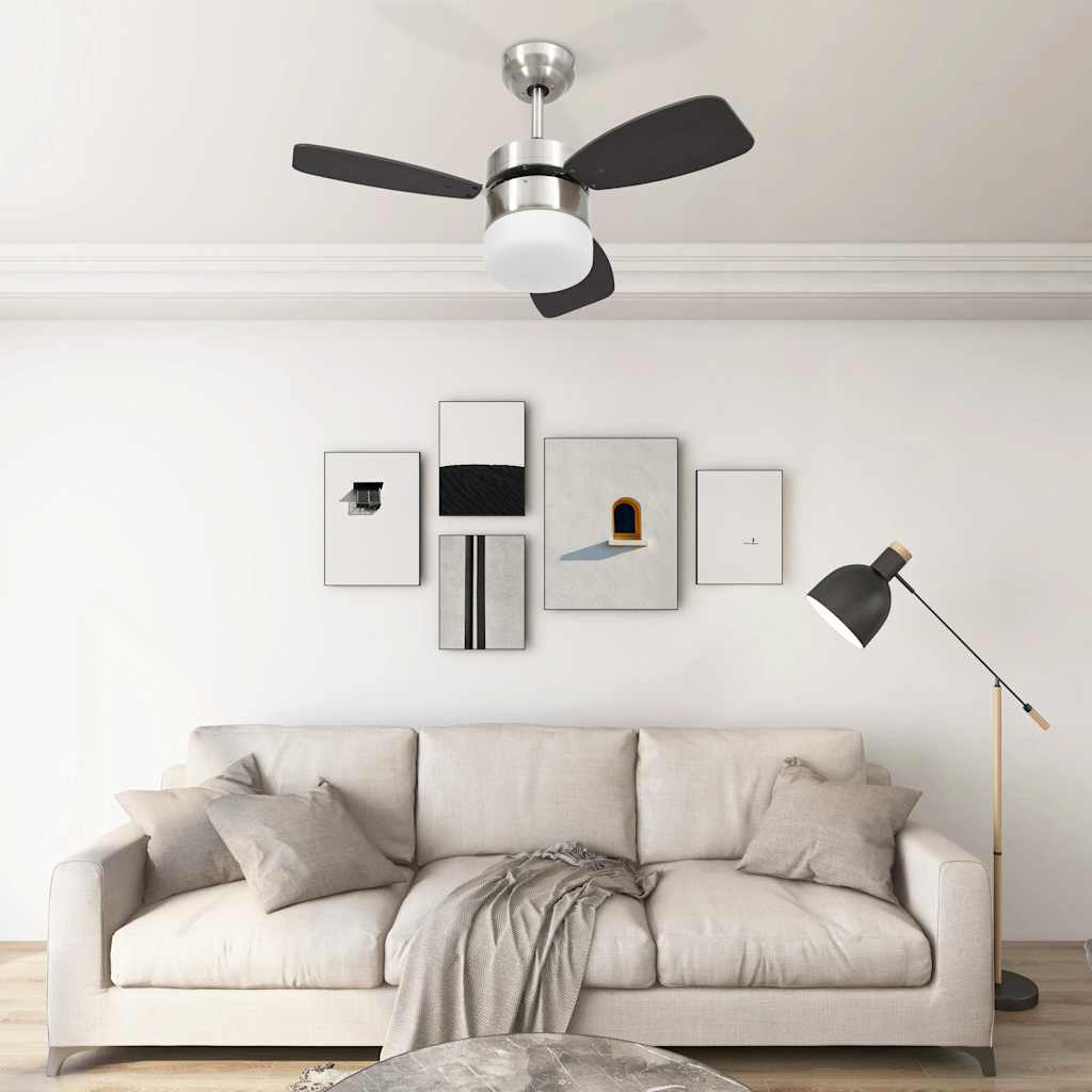 Vidaxl Deckenventilator mit Lampenfernbedienung 76 cm dunkelbraun