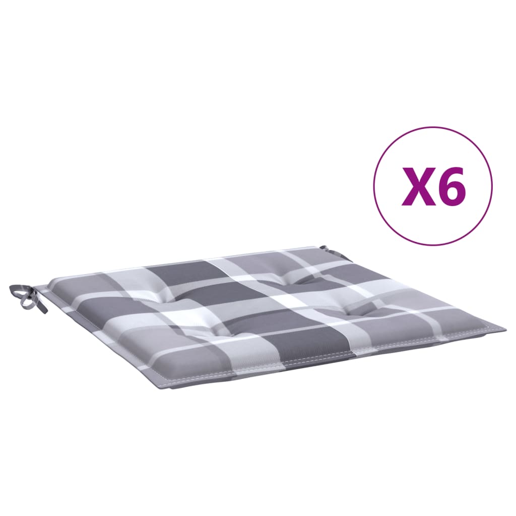 VidaXL Gartenstuhlkissen 6 Stück 40x40x4 cm Oxford-Stoff Rautenmuster grau