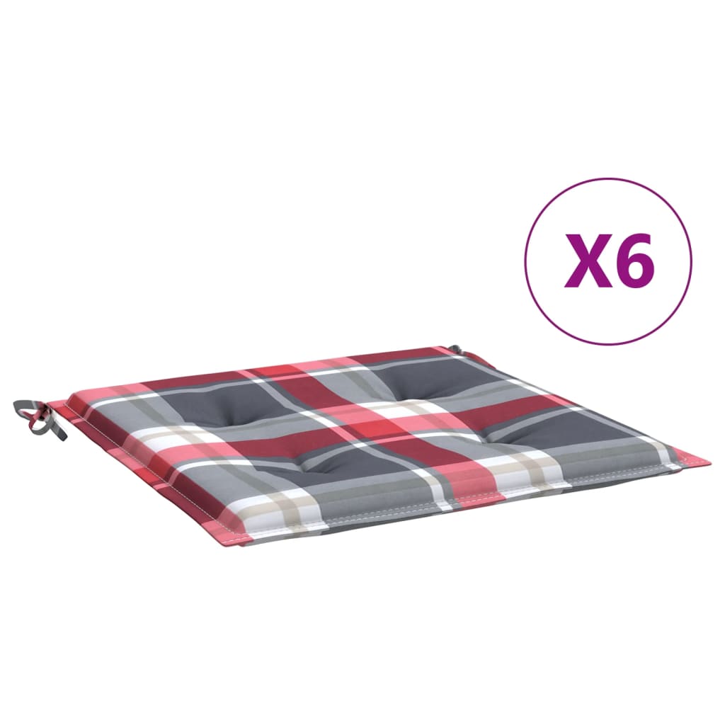 Vidaxx Gartenstuhlkissen 6 Stück 50x50x4 cm Oxford-Stoff Rautenmuster rot