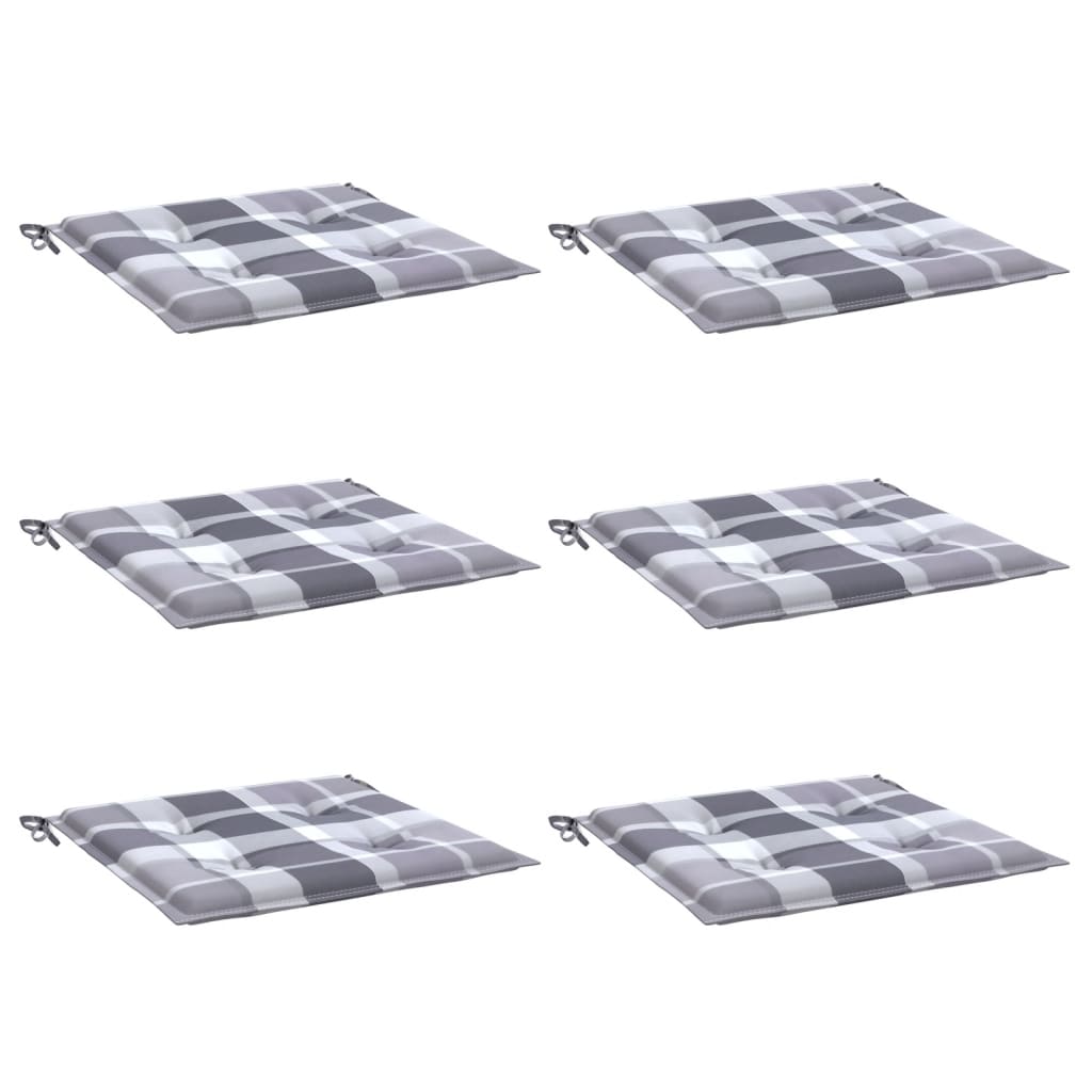 VidaXL Gartenstuhlkissen 6 Stück 50x50x4 cm Oxford-Stoff Rautenmuster grau