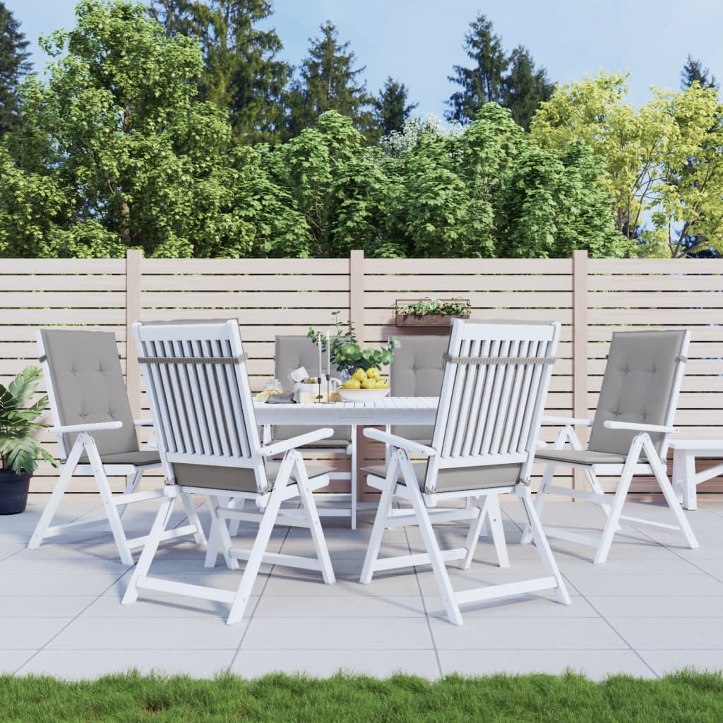 Vidaxl Gartenstuhl Kissen 6 St. hoher Rücken 120x50x3 cm Stoff grau