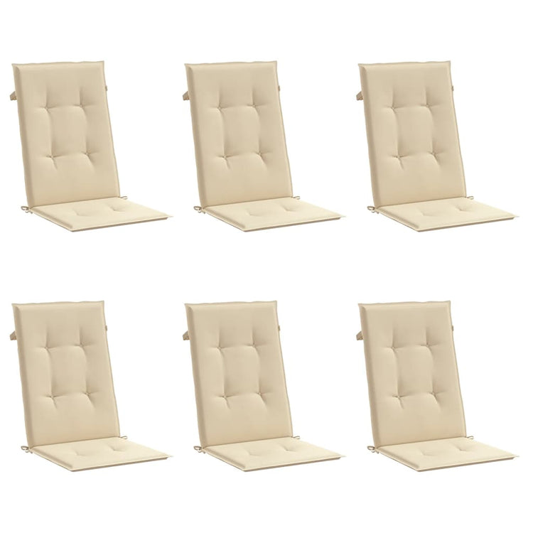 Vidaxl Gartenstuhl Kissen hoch 6 St. hoher Rücken 120 x 50 x 3 cm Stoff Beige
