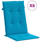 Vidaxl Gartenstuhl Kissen 6 St. hoher Rücken 120x50x3 cm Stoff Blau - afbeelding 2