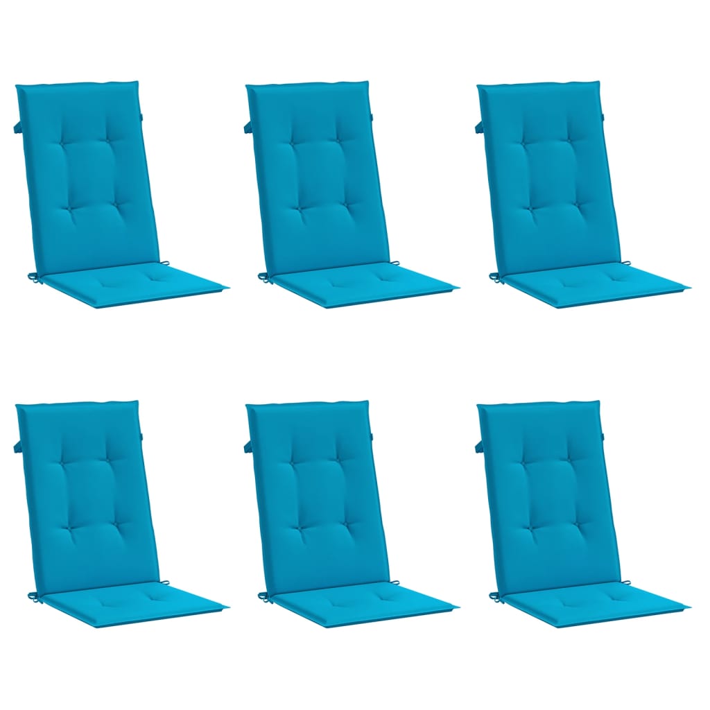 Vidaxl Gartenstuhl Kissen 6 St. hoher Rücken 120x50x3 cm Stoff Blau