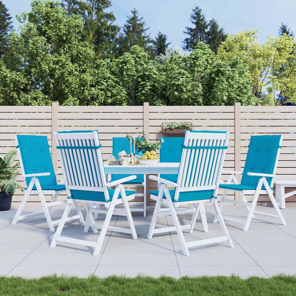 Vidaxl Gartenstuhl Kissen 6 St. hoher Rücken 120x50x3 cm Stoff Blau