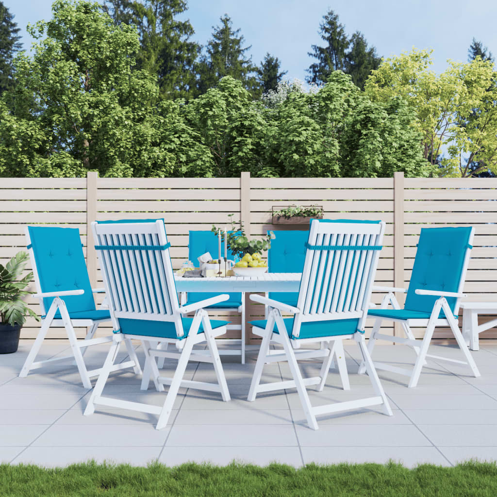 Vidaxl Gartenstuhl Kissen 6 St. hoher Rücken 120x50x3 cm Stoff Blau