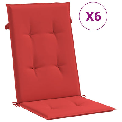 Vidaxl Gartenstuhl Kissen 6 St. hoher Rücken 120x50x3 cm Stoff rot