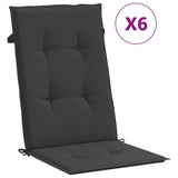 Vidaxl Gartenstuhlkissen 6 St. hoher Rücken 120x50x3 cm Stoff schwarz - afbeelding 2