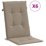 Vidaxl Gartenstuhlkissen 6 St. High Rücken 120x50x3 cm Stofftaupe - afbeelding 2