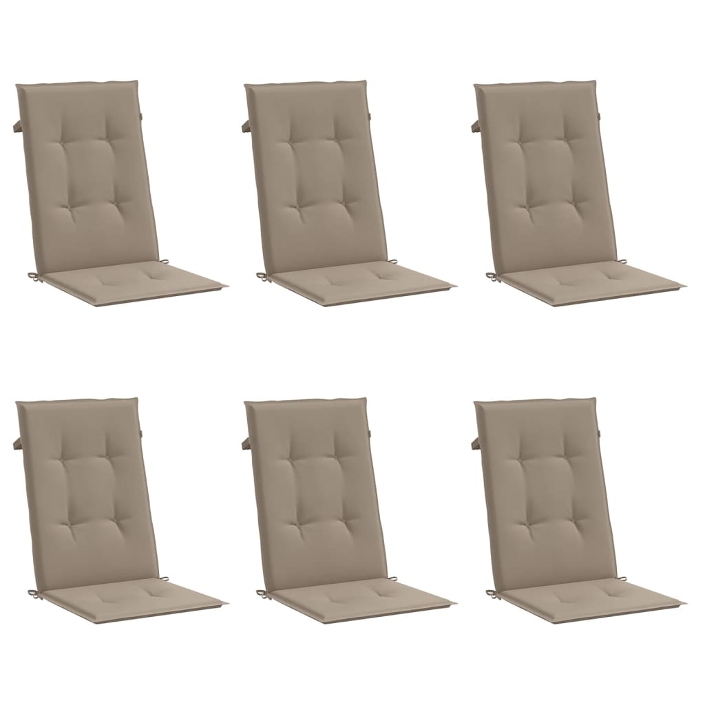 Vidaxl Gartenstuhlkissen 6 St. High Rücken 120x50x3 cm Stofftaupe
