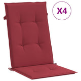 Vidaxl Gartenstuhl Kissen 4 St. hoher Rücken 120x50x3 cm Stoff Wein rot - afbeelding 2