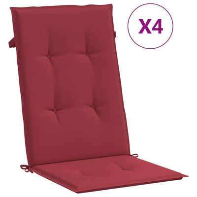 Vidaxl Gartenstuhl Kissen 4 St. hoher Rücken 120x50x3 cm Stoff Wein rot