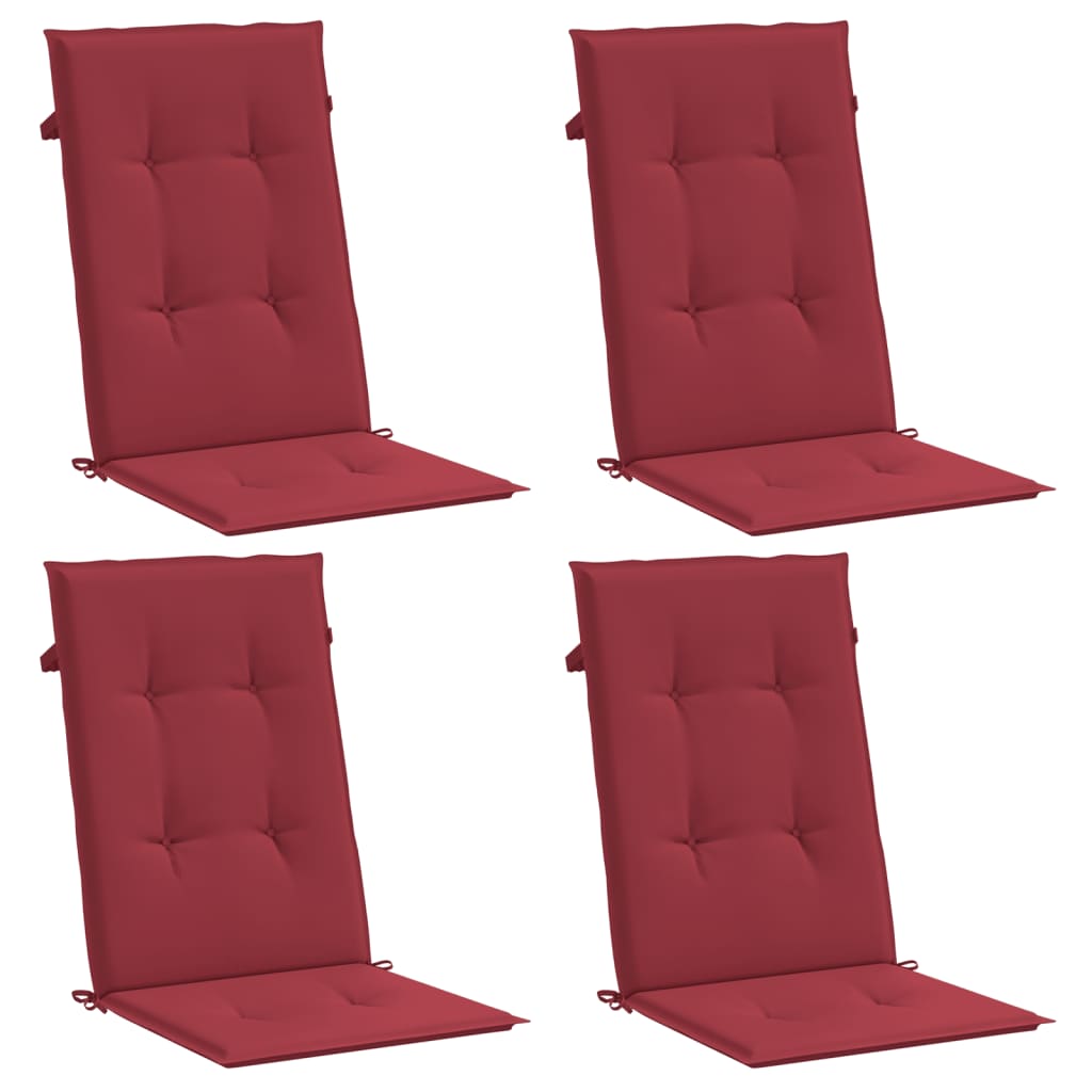 Vidaxl Gartenstuhl Kissen 4 St. hoher Rücken 120x50x3 cm Stoff Wein rot