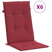 Vidaxl Gartenstuhl Kissen 6 St. hoher Rücken 120x50x3 cm Stoff Wein rot - afbeelding 2