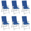 Vidaxl Gartenstuhl Kissen 6 St. High Back 120x50x3 cm Stoff Royal Blue