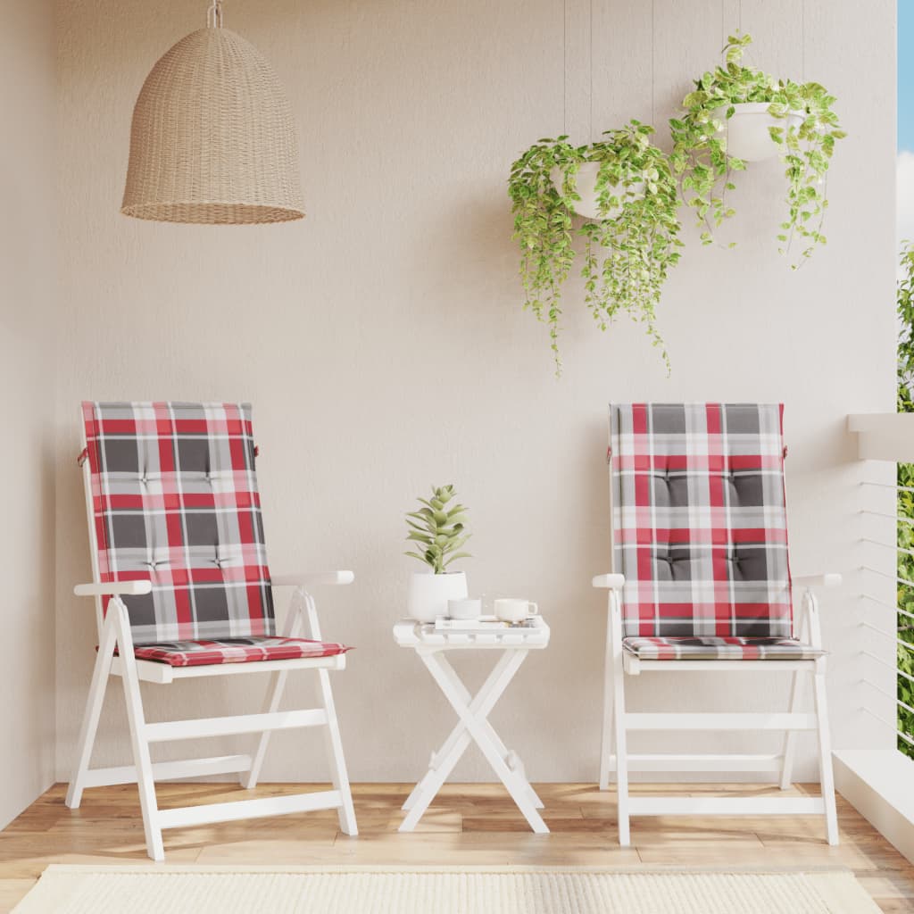 Vidaxl Gartenstuhlkissen 2 Stcs 120x50x3 cm Stoff Diamantmuster rot