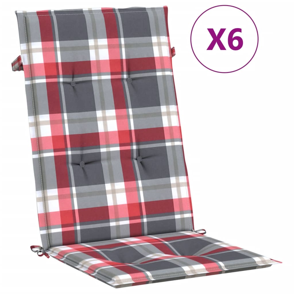 Vidaxl Gartenstuhlkissen 6 Stcs 120x50x3 cm Stoff Diamantmuster rot