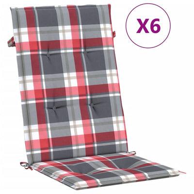 Vidaxl Gartenstuhlkissen 6 Stcs 120x50x3 cm Stoff Diamantmuster rot