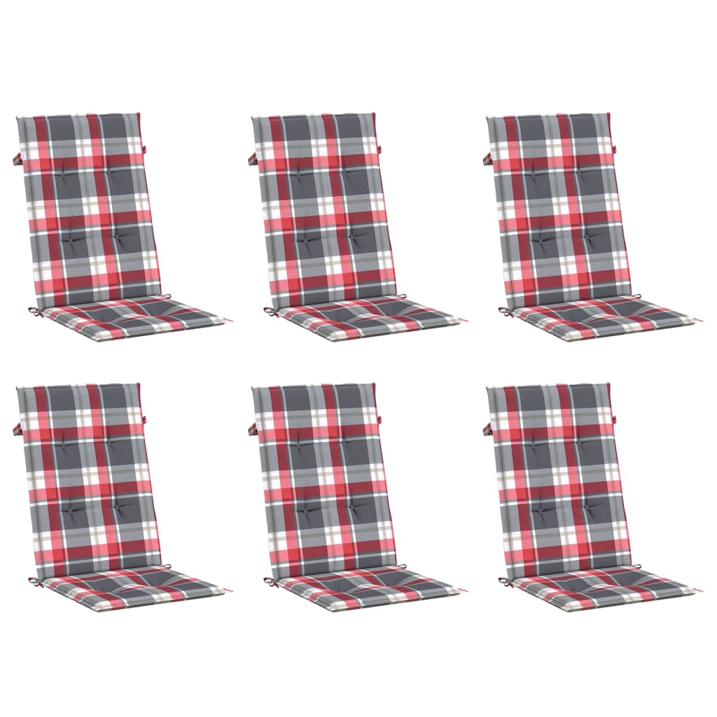 Vidaxl Gartenstuhlkissen 6 Stcs 120x50x3 cm Stoff Diamantmuster rot