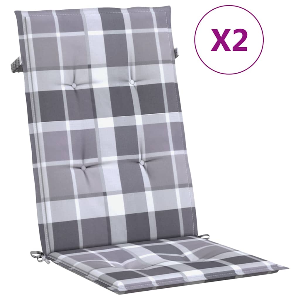 Vidaxx Gartenstuhlauflagen 2 Stück Hochlehner Rautenmuster 120x50x3 cm grau