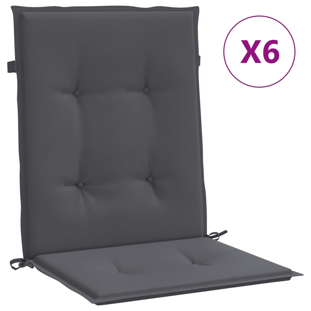 Vidaxl Garden Stuhl Kissen 6 St. Oxford Stoff Anthracit -gelenkt