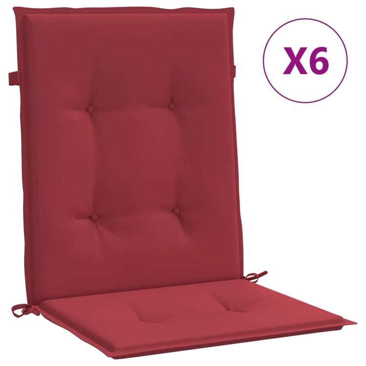 Vidaxl Gartenstuhl Kissen 6 Stcs 100x50x3 cm Oxford Stoff Wein rot