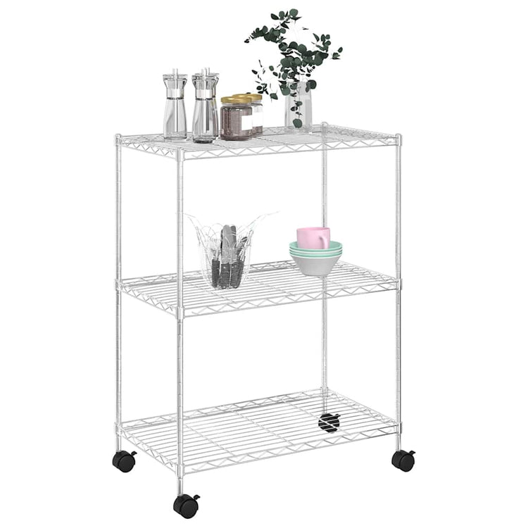 VIDAXL-Speicher mit Rädern 3-layer 150 kg 60 x 35 x 81 cm Chromfarben