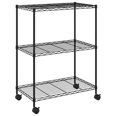 VIDAXL-Speicher mit Rädern 3-layer 60x35x81 cm 150 kg Schwarz
