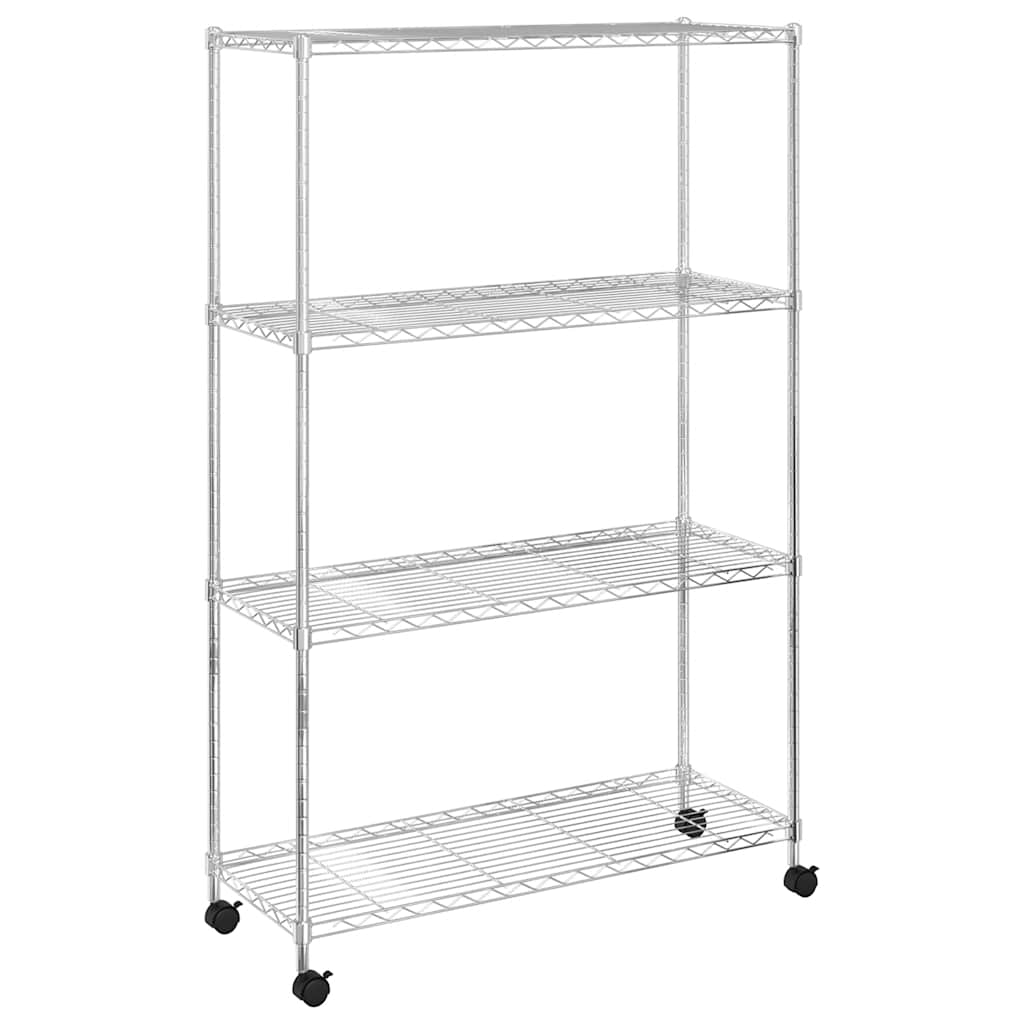 VIDAXL-Speicher 4-Schicht mit Rädern 200 kg 90x35x142 cm chromfarben