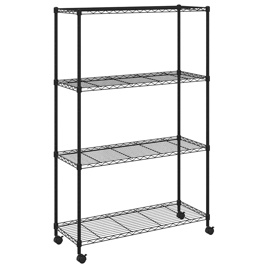 VIDAXL-LAGE RAG 4-LAYER mit Rädern 200 kg 90x35x142 cm Schwarz