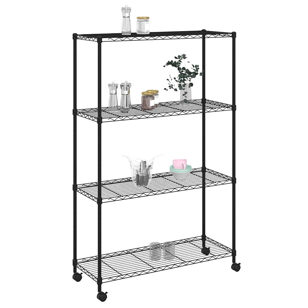 VIDAXL-LAGE RAG 4-LAYER mit Rädern 200 kg 90x35x142 cm Schwarz