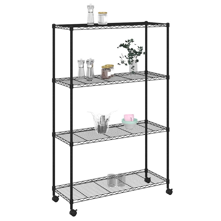 VIDAXL-LAGE RAG 4-LAYER mit Rädern 200 kg 90x35x142 cm Schwarz